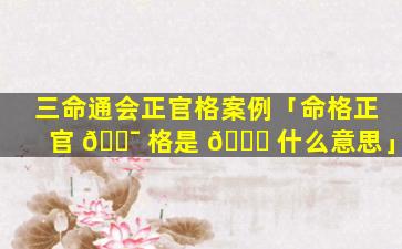 三命通会正官格案例「命格正官 🐯 格是 🐝 什么意思」